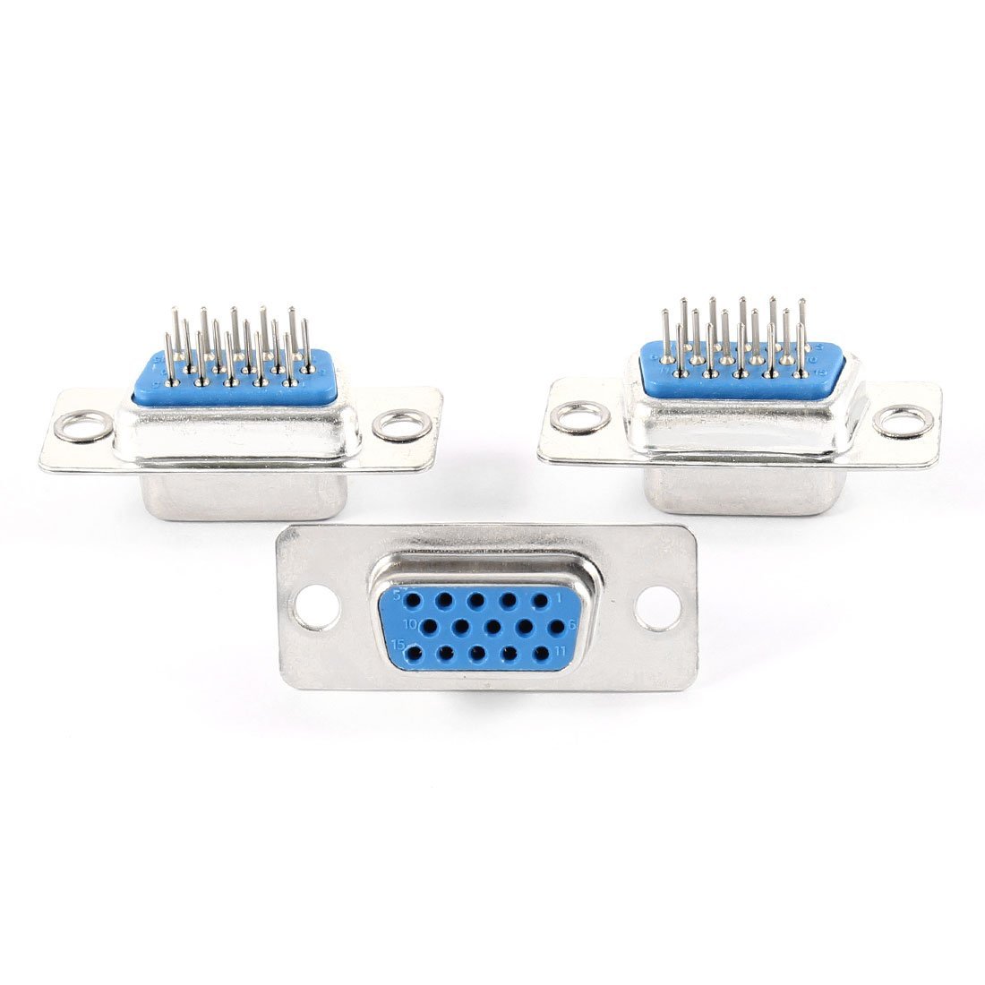 lot DB15 DR15 3 rows blue parallel Port 15 Pin D female 15 way PCB 90 degree DB15 connector VGA plug adapter. 