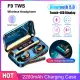 F9 TWS Bluetooth Earbuds Wireless BT 5.0 HiFi Noise-Cancelling Earphones W/1PC 2000mAh Charging Case