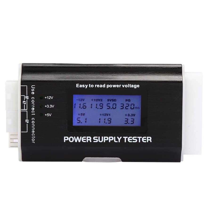 SATA Power Supply Tester Computer LCD Display Aluminum Alloy Support 20/24Pin ATX. 