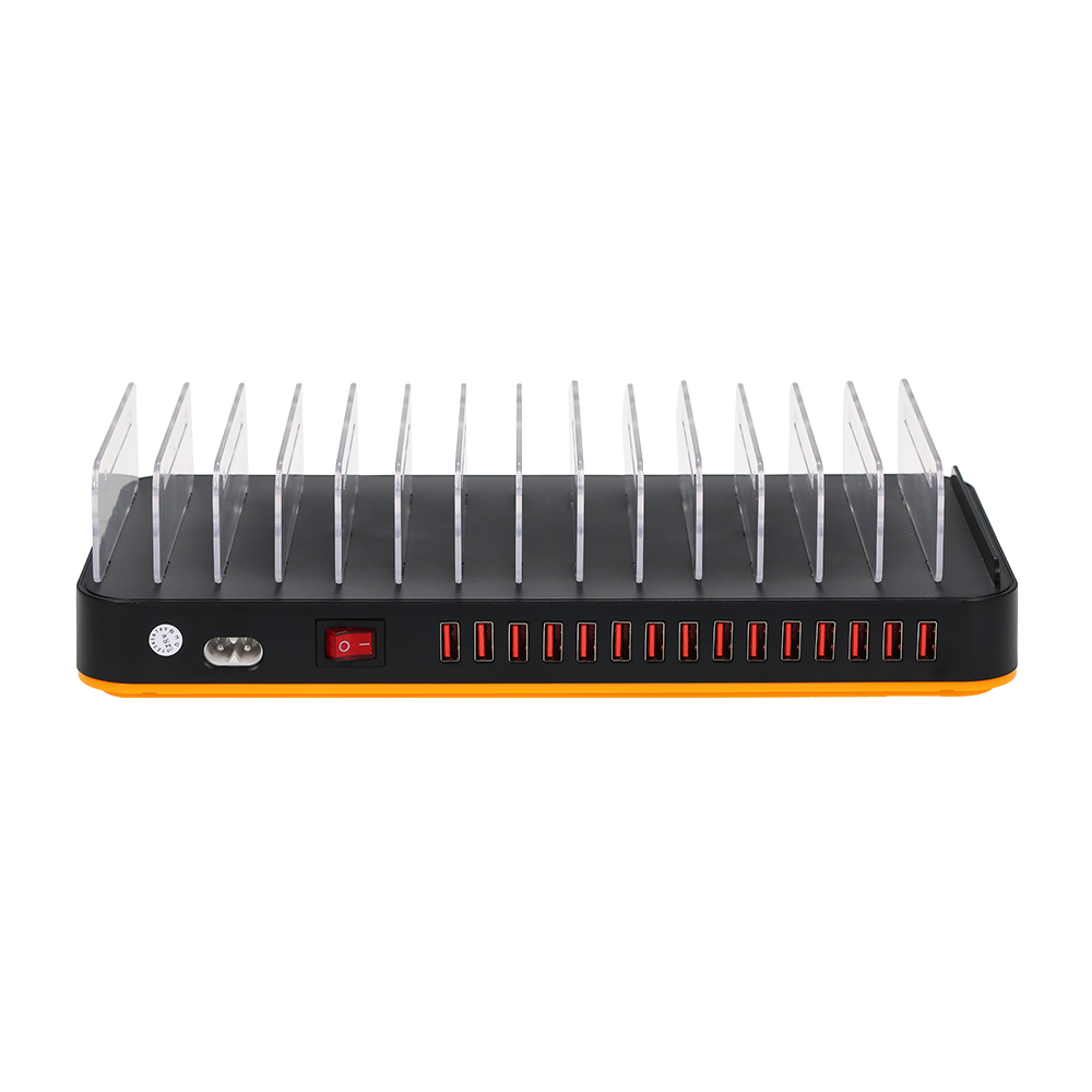 80W 15-Port Adjustable Dividers USB Charger Smart Charging Station Dock Multi Device Desktop Organizer Hub Stand with Intelligent IC Auto Detect Tech. 