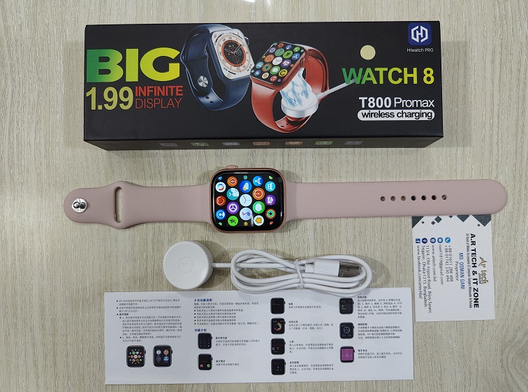 T800 Pro Max Smartwatch 1.99 Display Watch 8 Wireless Charger Calling. 