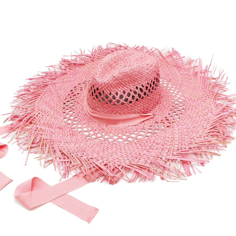 8 Colors Raffia Big Brim Beach Hats For 