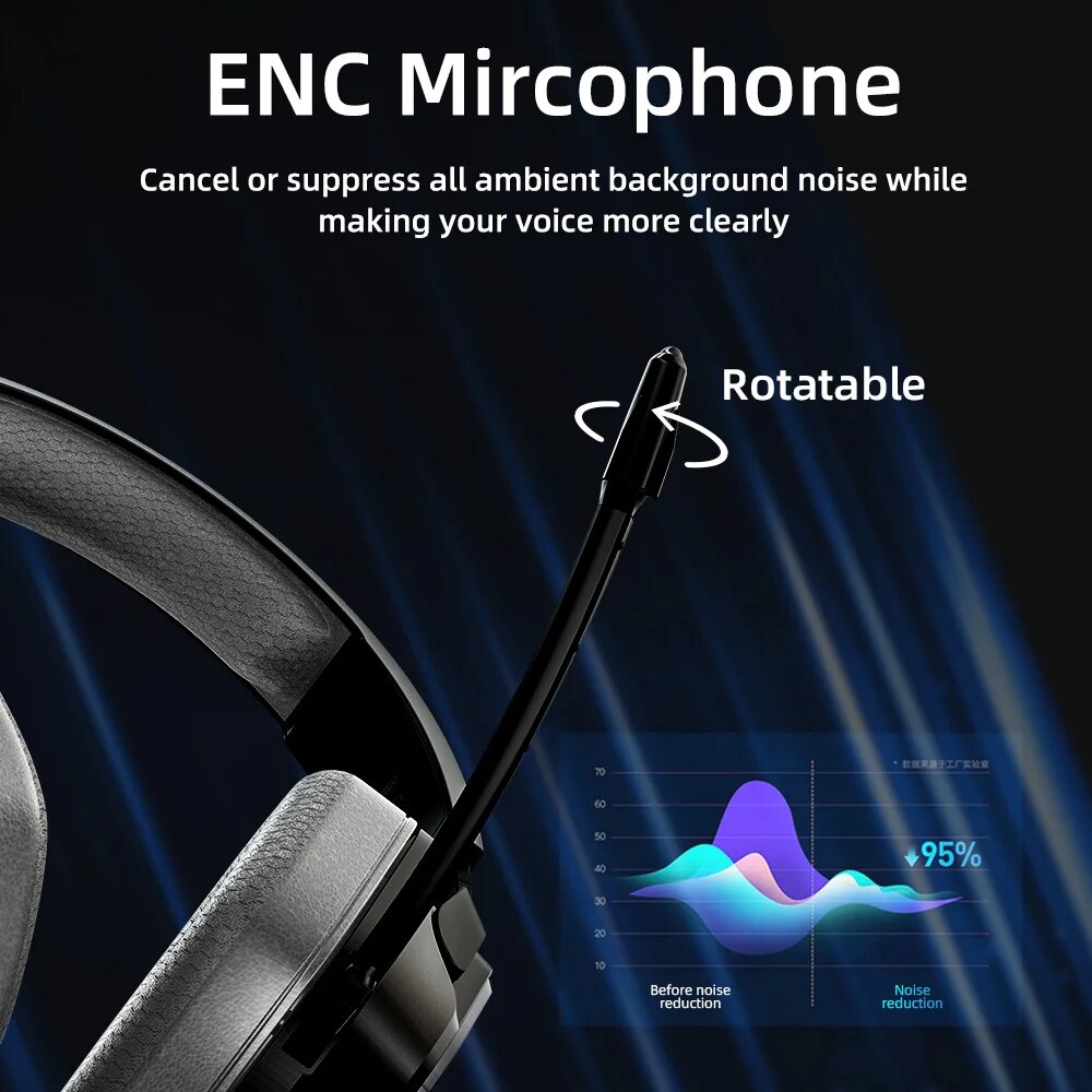 DAREU Dual-mode Wireless BT5.1 ENC Microphone Gaming Headset 7.1 Surround Sound 50mm Driver Over-ear Earphone for PS4 / XBOX. 