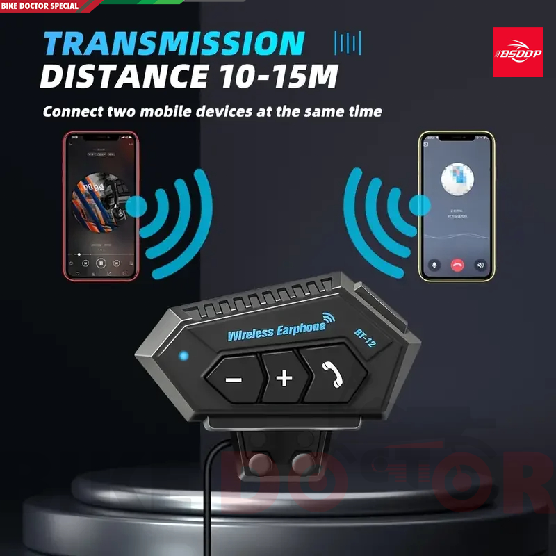 Motorcycle Helmet Communicator Intercom Headset Music Interphone Bluetooth 5.0  Waterproof, Hands-Free, Long Battery Life (Not Device to Device). 
