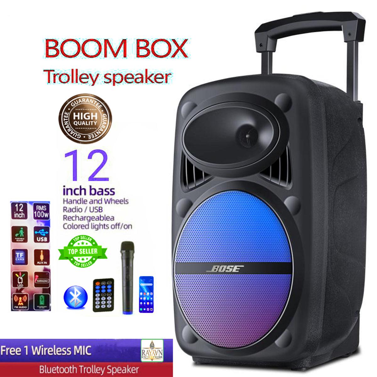 Trolley Speaker with Microphone  Rechargeable Bluetooth Wireless function Speaker size 12''