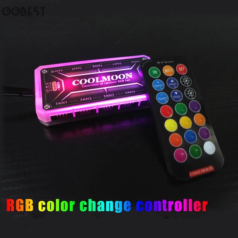 RGB Fans Remote Controller 12V 5A Color Controller with 10pcs 6pin Fan Port 2pcs 4pin Light Bar Port with Nice material. 