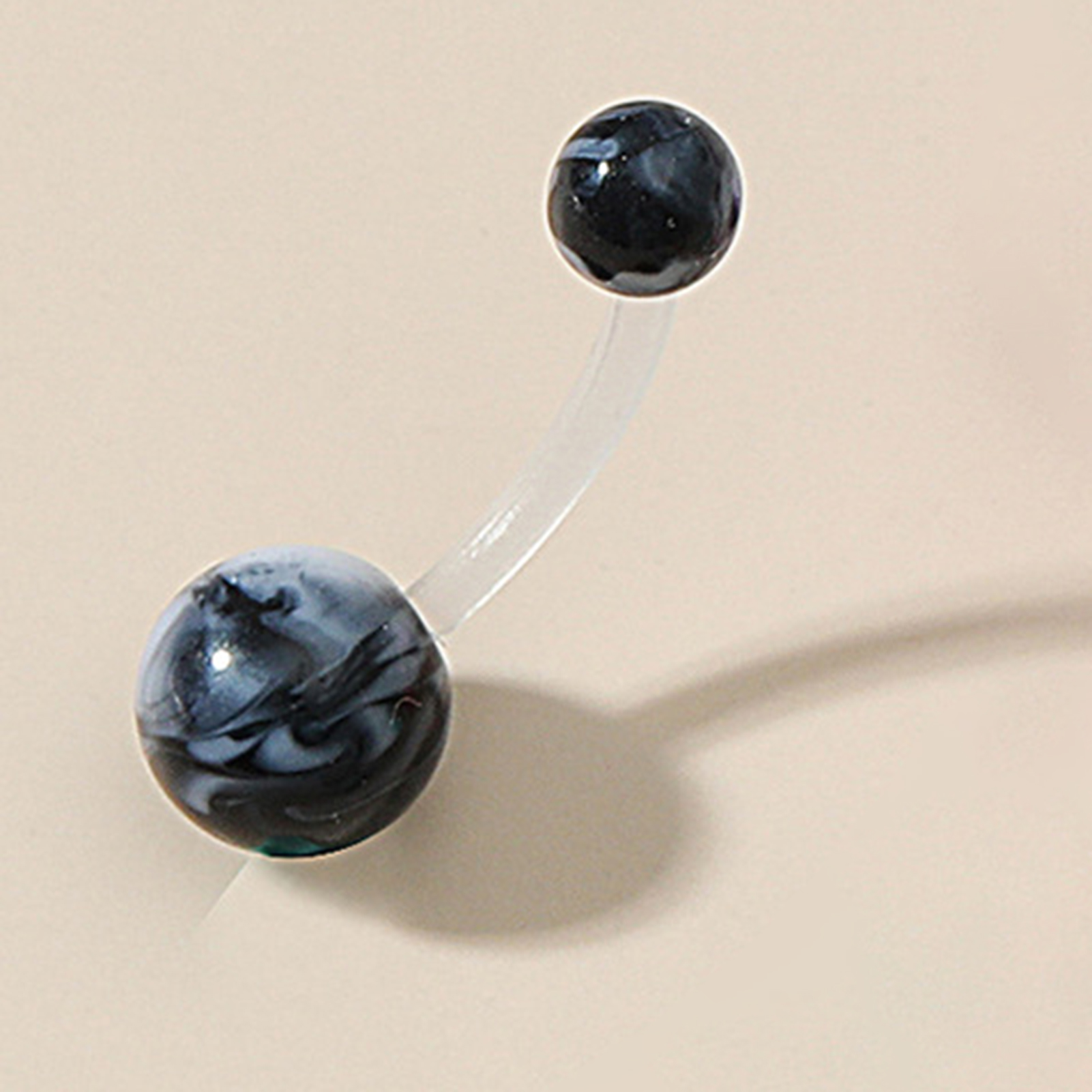 Vogue Navel Ring Smooth Surface Faux Marble Belly Piercing Button Ring. 