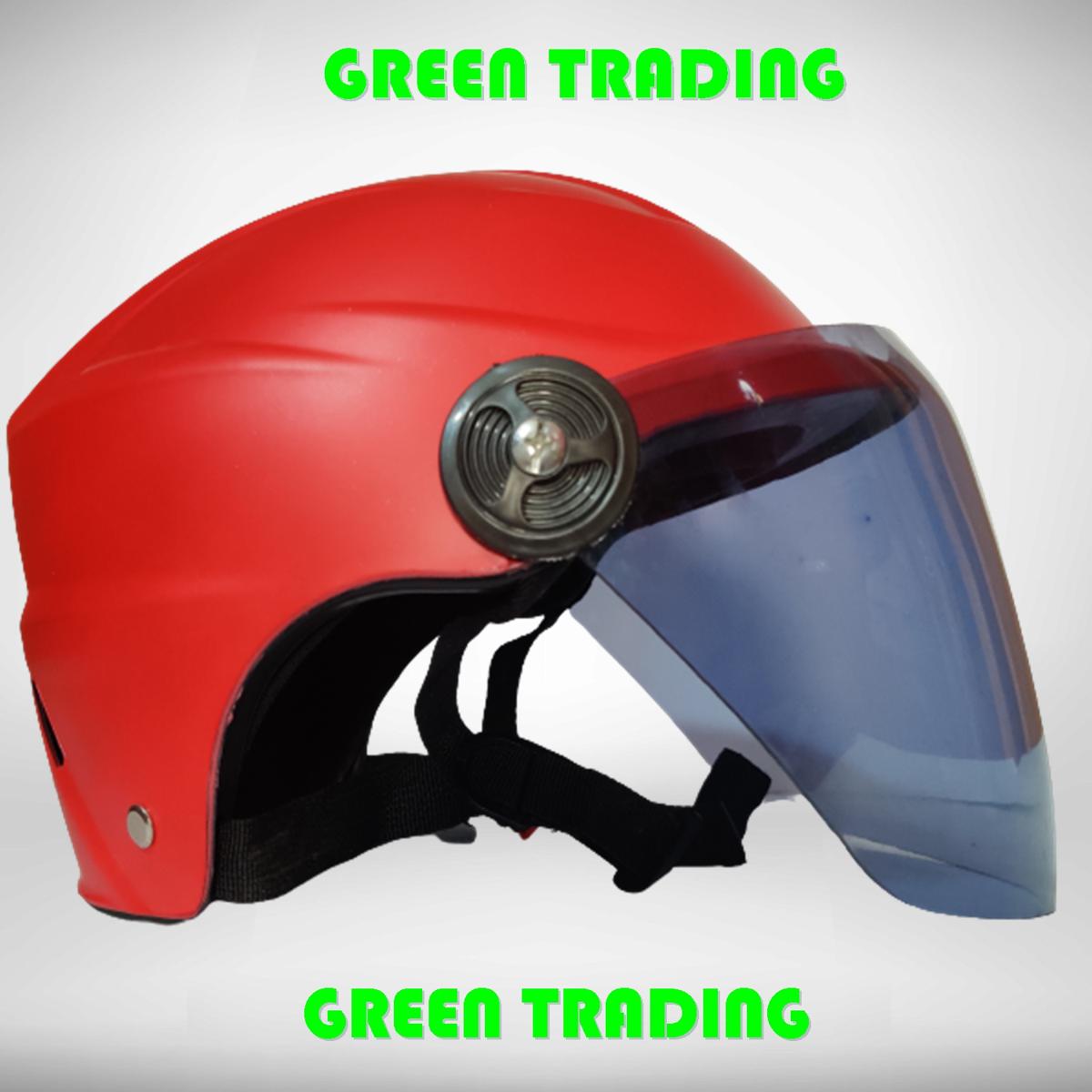 Half-Helmet Open Face Helmets With Black Glass-  Helmet. 
