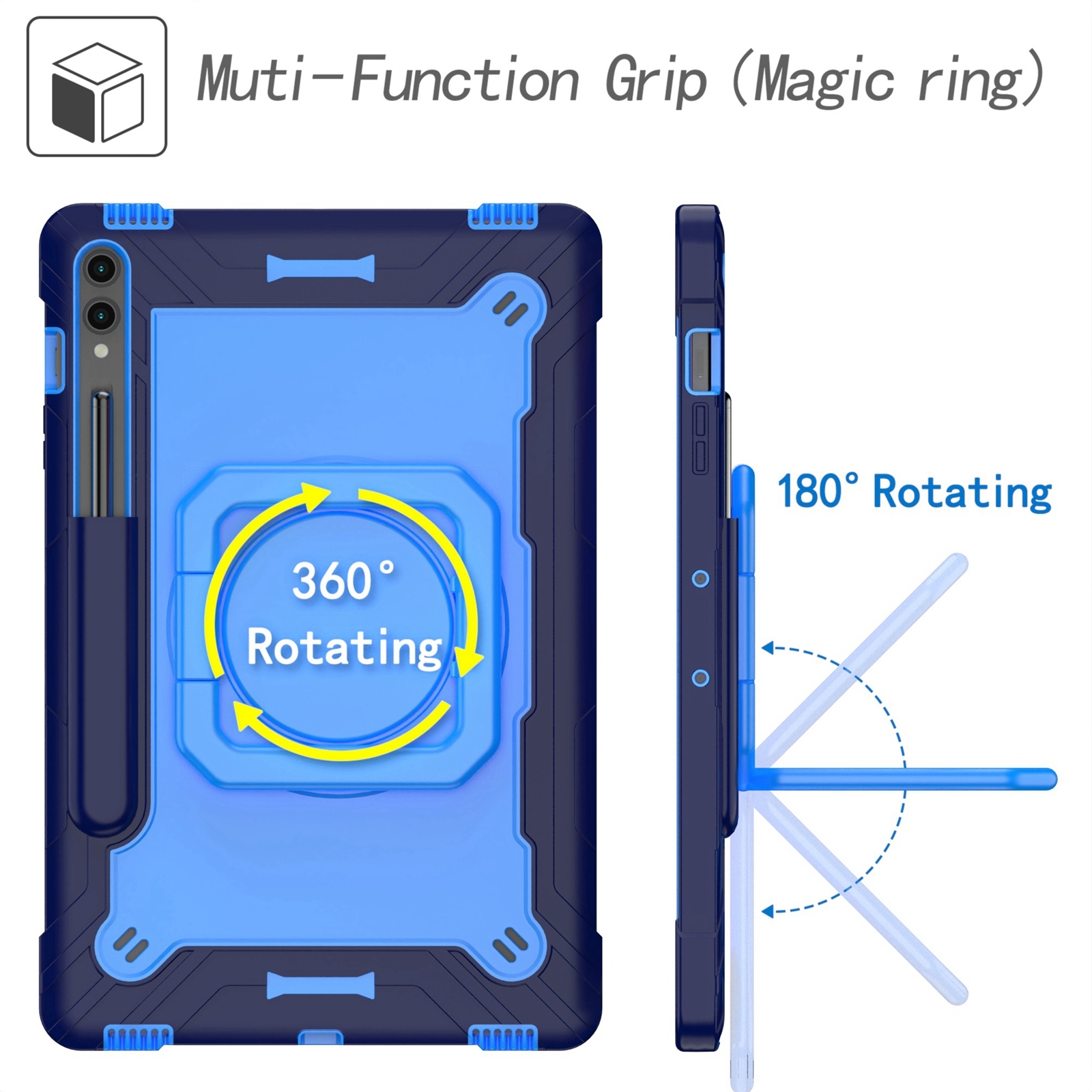Handle Robot Silicone Hybrid PC Tablet Case For Samsung Galaxy Tab S9 FE+ / S9+. 