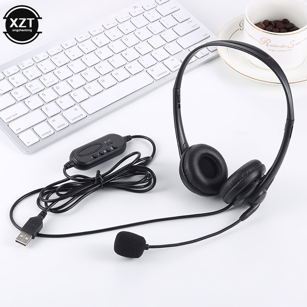 3.5mm Computer Laptop Headphone with Noise Cancelling Microphone Chatting Network Teaching Video Conferencing USB Wired Headsets. 