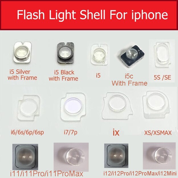 Flash Light Shell Flex Plastic Bracket Clip For iPhone 5 5c 5s 5se 6 6s 6p 6sp 7 Plus 11 12 Mini Pro X Xs Max Ring Holder Repair. 