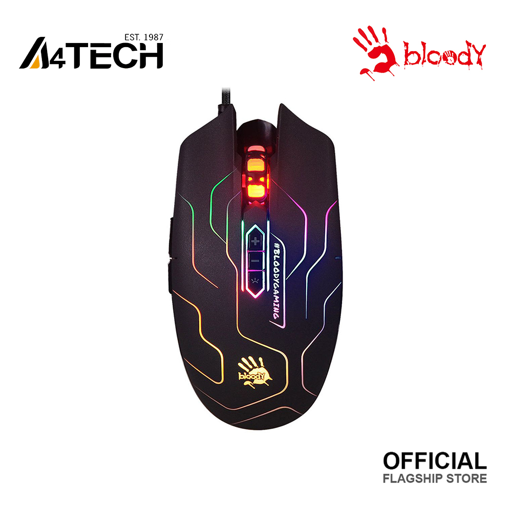 A4TECH BLOODY Q80 Neon X-Glide Gaming Mouse - 3200 CPI - AVAGO A3050 Gaming Engine - 1Ms Key Response - Black. 