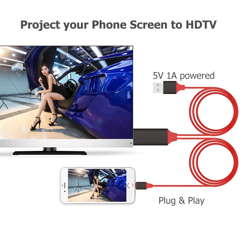 HDMI Cable Adapter USB C/for ios /Micro USB To HDMI-compatible HD TV Projector Audio Video Adapter Converter For iPhone Samsung. 