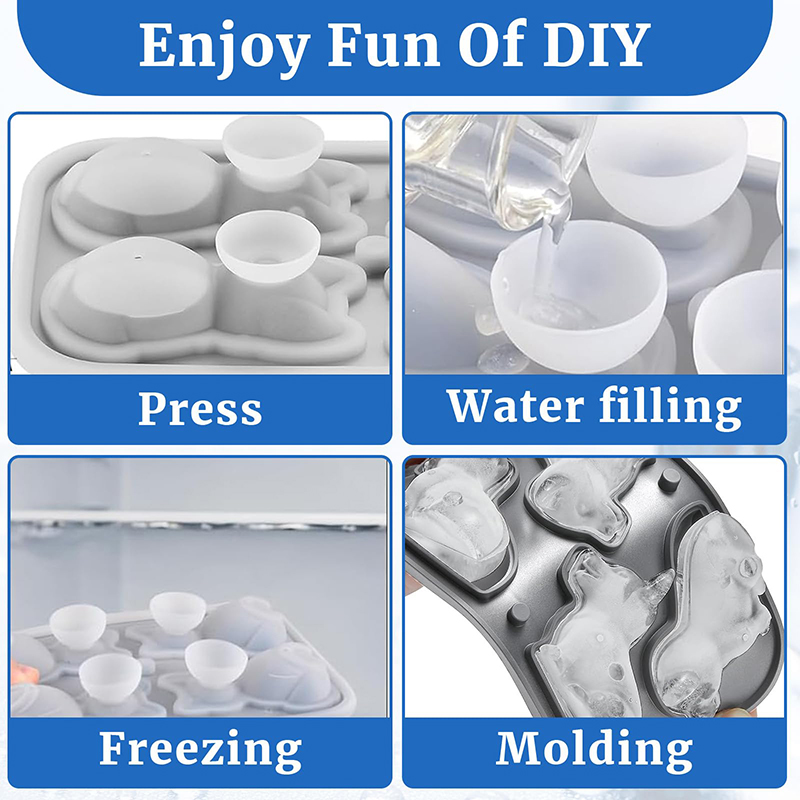 Bear Ice Cube Trays Corgi Shape Ice Cube Mold Silicone Ice Mold Fun Shapes 4-Hole Reusable Ice Cube Tray Gifts For Corgi Lovers. 