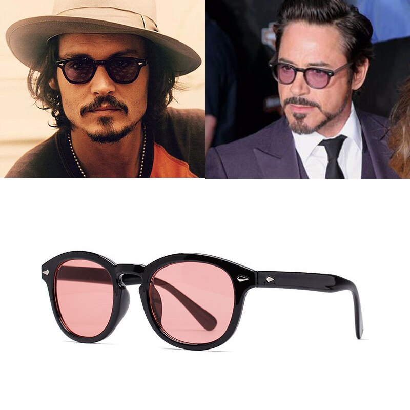 【happy one】1932 C1Fashion Johnny Depp Lemtosh Style Round Sunglasses Transparent Lens Brand Design Show Sun Glasses Oculos De Sol. 