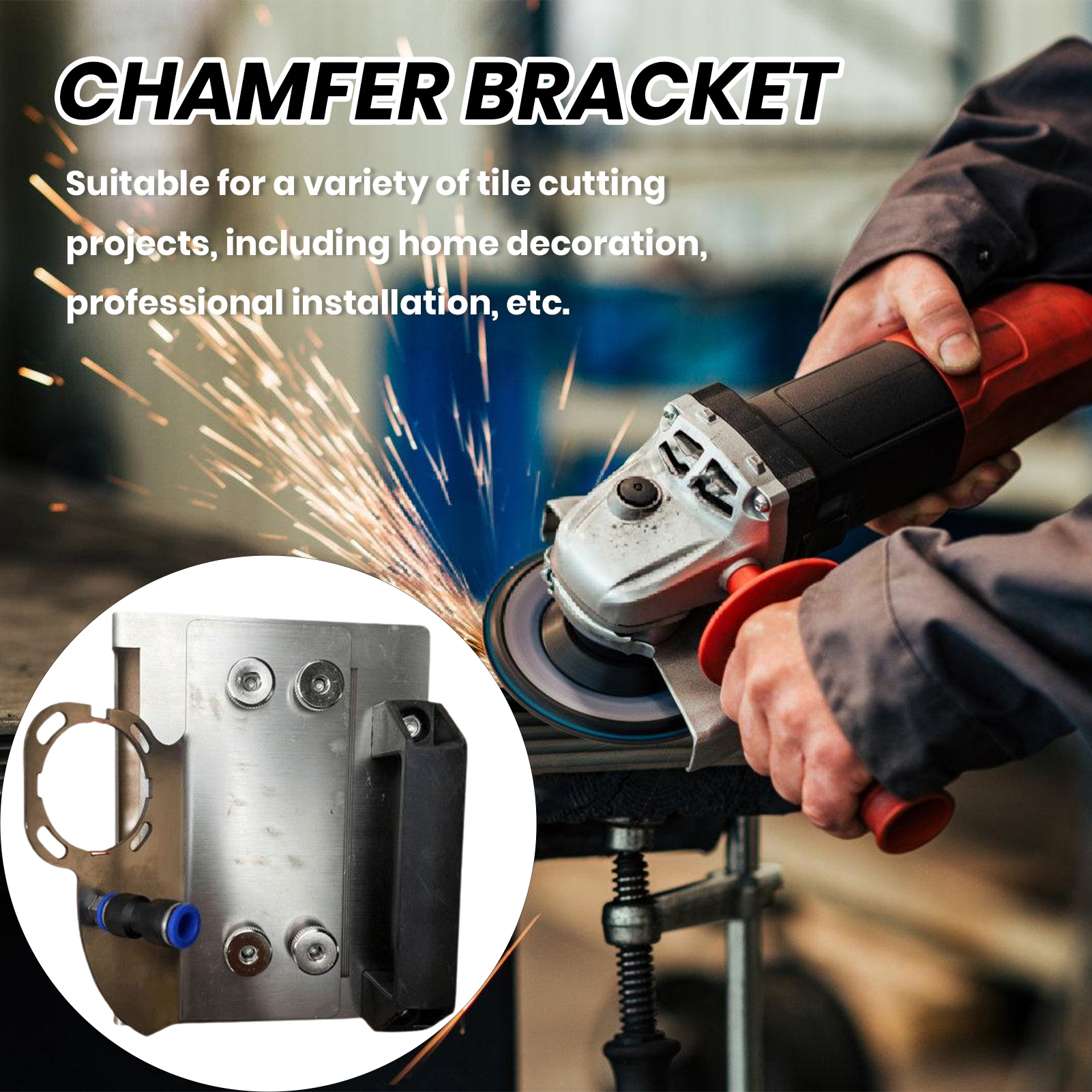 Ceramic Tile Chamfer Cutting Tool Enhanced Stability Angle Grinder Stand for Precise 45-degree Tile Chamfering Strong Load-bearing Tool Bracket for Accurate Angle Cutting Grinder Attachment Tile. 