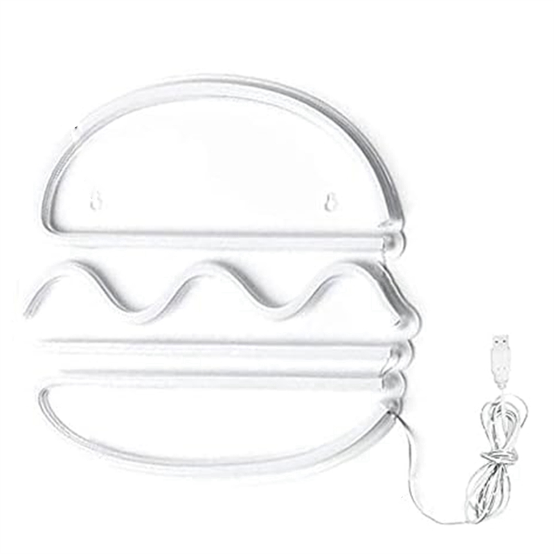 Hamburger Neon Light Neon Sign USB Powered Wall Art Light Neon Decor Home Decoration For Wedding Shop Restaurant