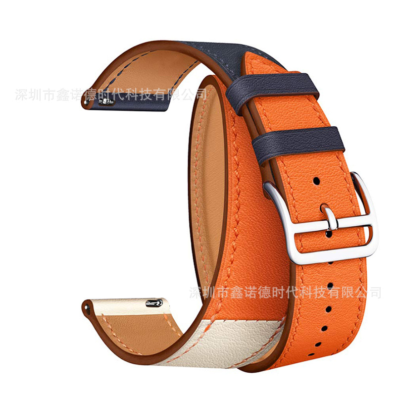 [autismaut] Applicable Amazfit GTR Strap Contrast Color Leather Strap Double Ring Strap 42MM 47MM Leather Strap. 