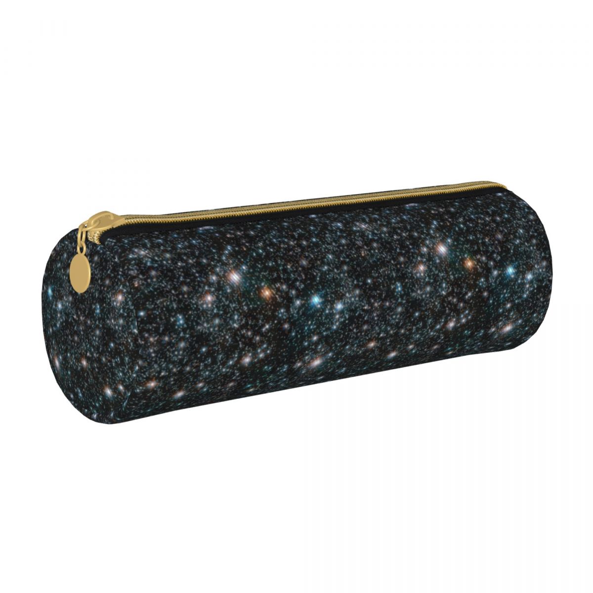 Galaxy Stars Round Pencil Case Stars Cosmic Outer Space Universe Black Boy Girl Simple Leather Pencil Box Stationery Pen Bags