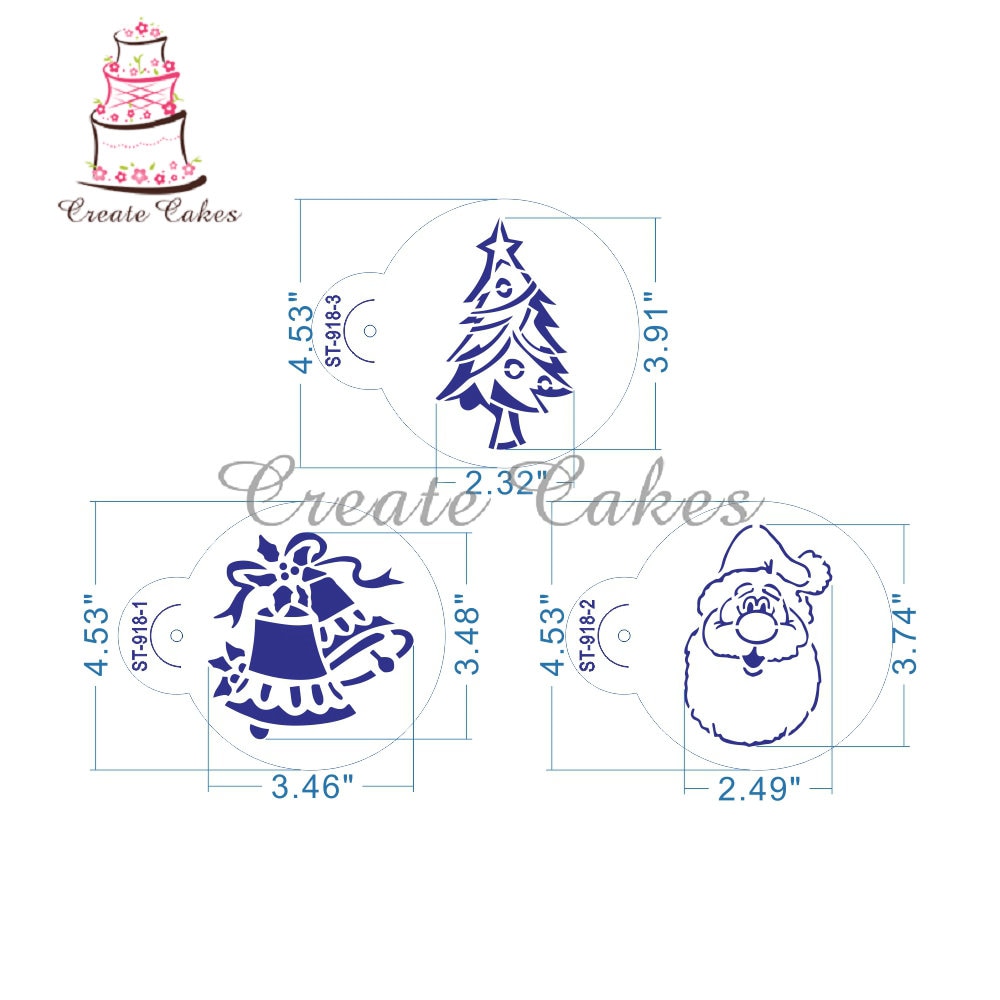 6Pcs Christmas Stencils Template for Cookie Christmas Tree Stencil Mold Cupcake Stencil Set Cake Decorating Tool. 