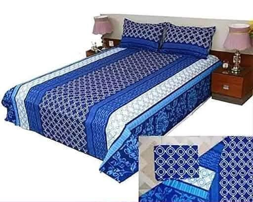 Comfortable and Cozy Twill Panel Cotton Double Size Bed Sheet (7.5×8.5) Feet - With Two Pillow Covers - Ultimate Bedding Comfort