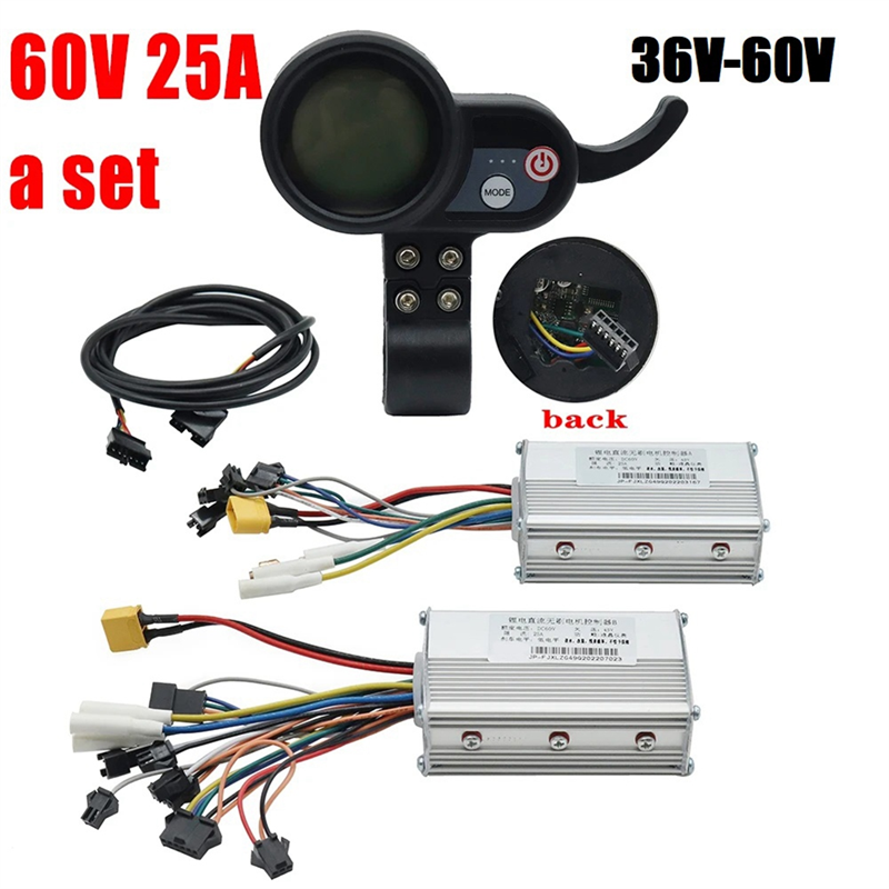 60V 25A Brushless Controller Dual Motor+36V-60V LCD Display Dashboard for Electric Scooter E Bike Component. 