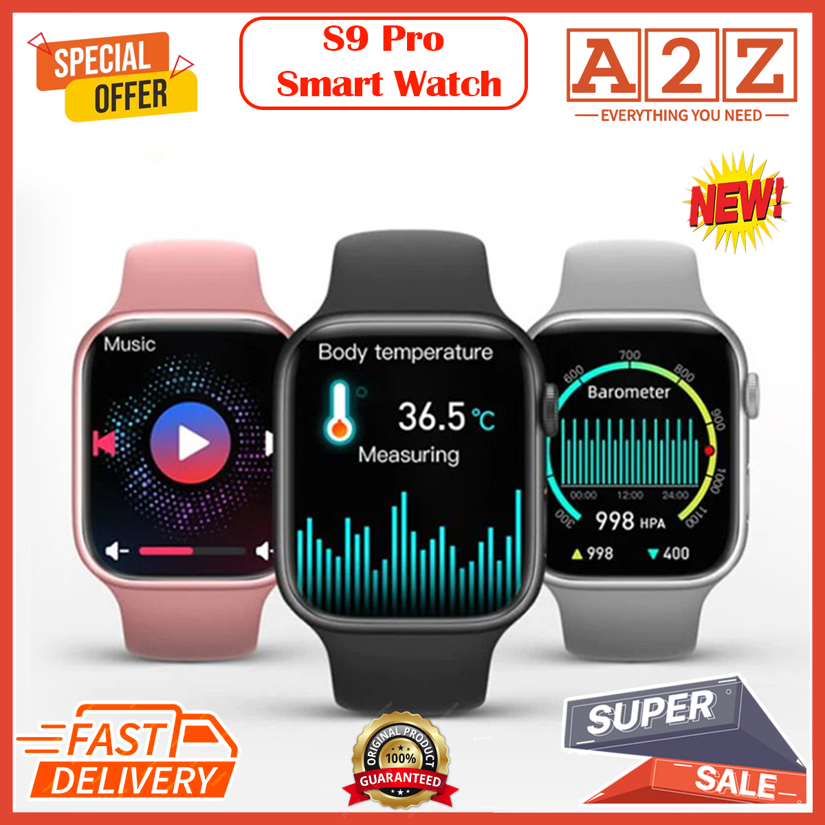 Smart Watch S9 Pro 2.01 Full Touch Bluetooth Calls Sleep Monitoring Multiple Sport Modes 100+ Dials Smartwatch For Android iOSLow. 