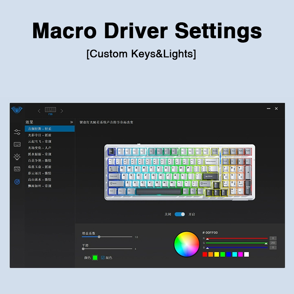 AULA F99 Machanical Keyboard Bluetooth 5.0/2.4G Wireless/Wired Gasket-mounted Gaming Keyboard 99 Keys Customizable Keyboards. 