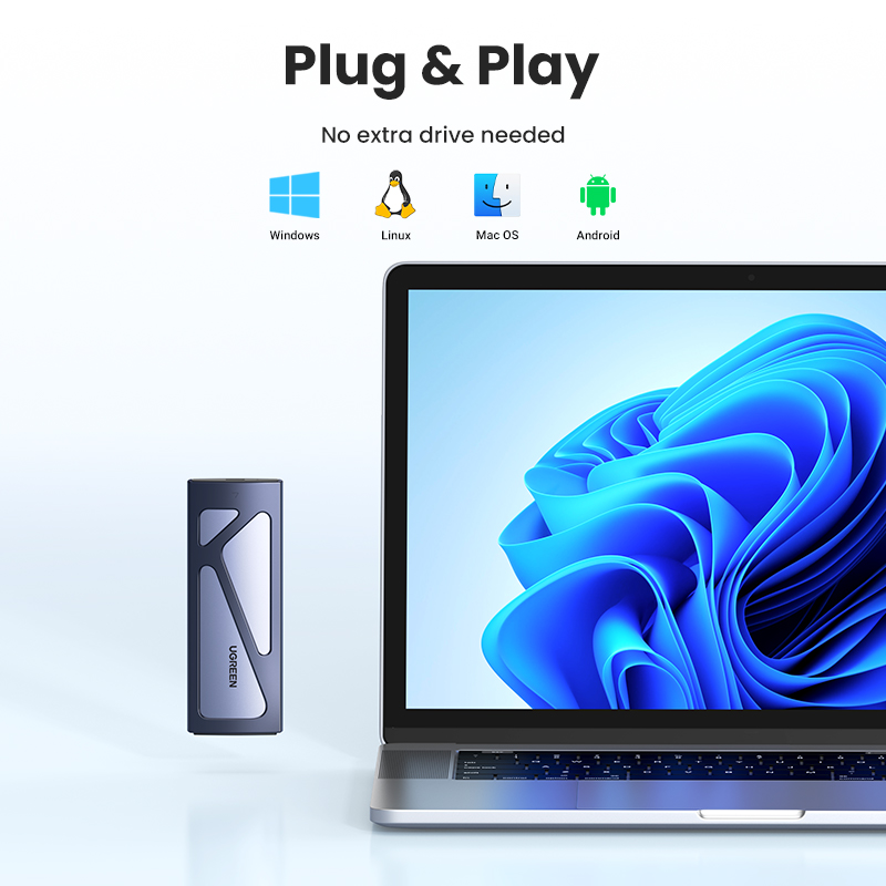 UGREEN M.2 NVME PCIe SSD Enclosure 10Gbps USB 3.2  Gen2 External Hard Drive. 