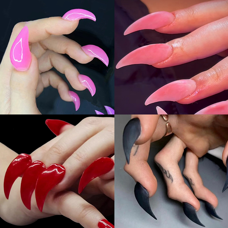 100 Pcs Hawk Curve Nail Tips Half Cover Eagle Claw Curve False Nails Extension 10 Sizes For Art Salon. 