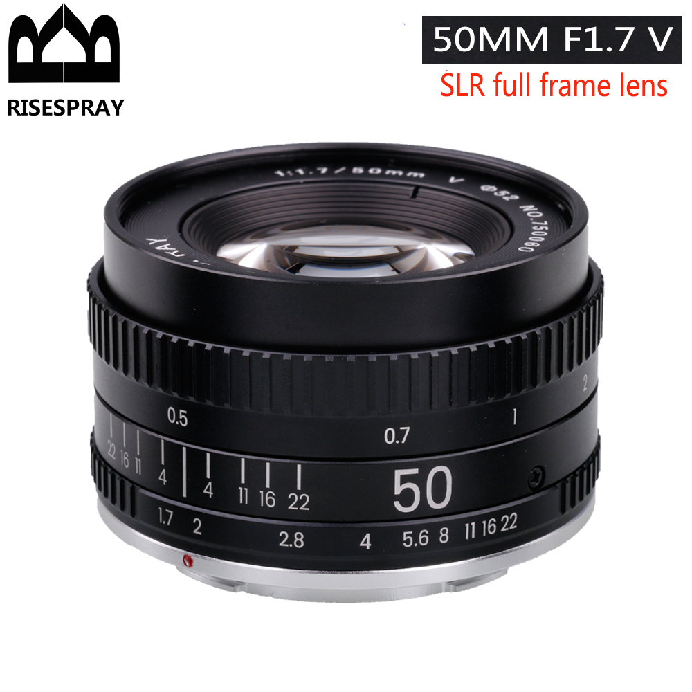 Metal RISESPRAY 50MM F1.7 Generation V Large Aperture Manual Focus Prime Full Frame Camera Lens For CANON EOS EF NIKON AI F