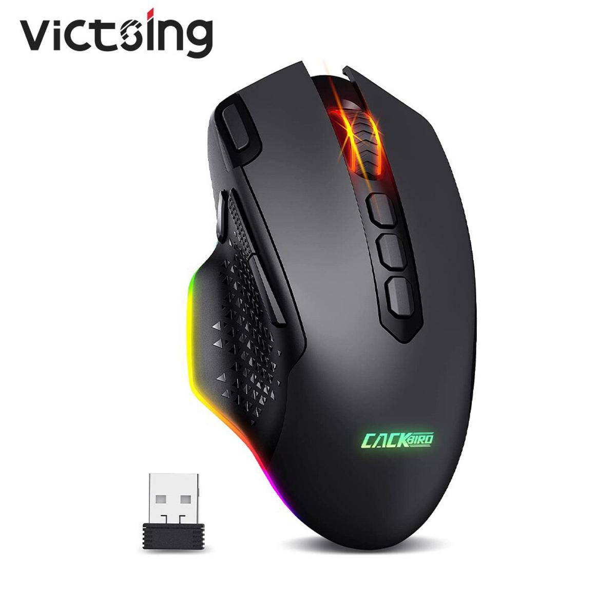 Victsing PC282 10000 DPI Wireless Gaming Mouse Rechargeable Ergonomic Mice With 10 Programmable Buttons RGB Backlit For PC Gamer