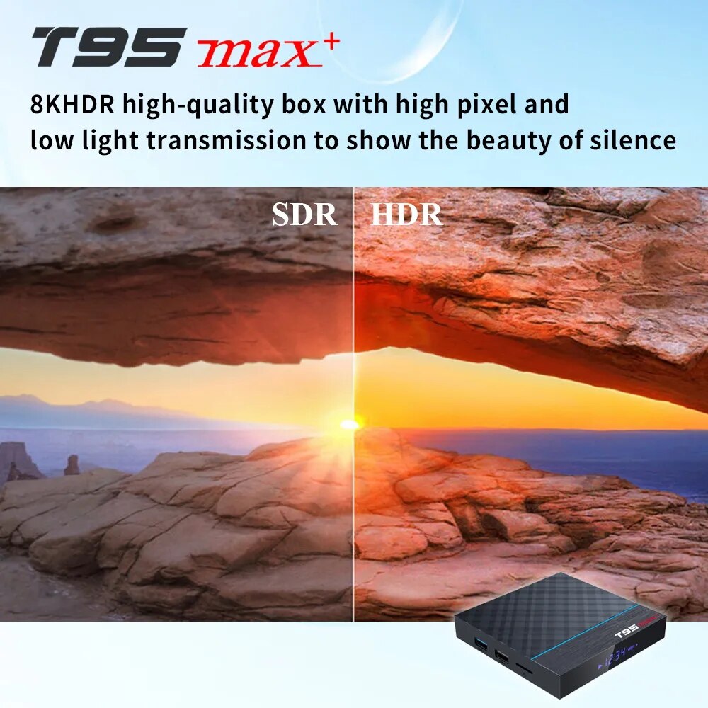 T95 max plus Smart TV Box Android 9.0 Amlogic S905X3 4G 32G64GB 1000M 8K 4K Media Player 2.4G 5G Wifi 1080P Set Top Box 3D Video. 