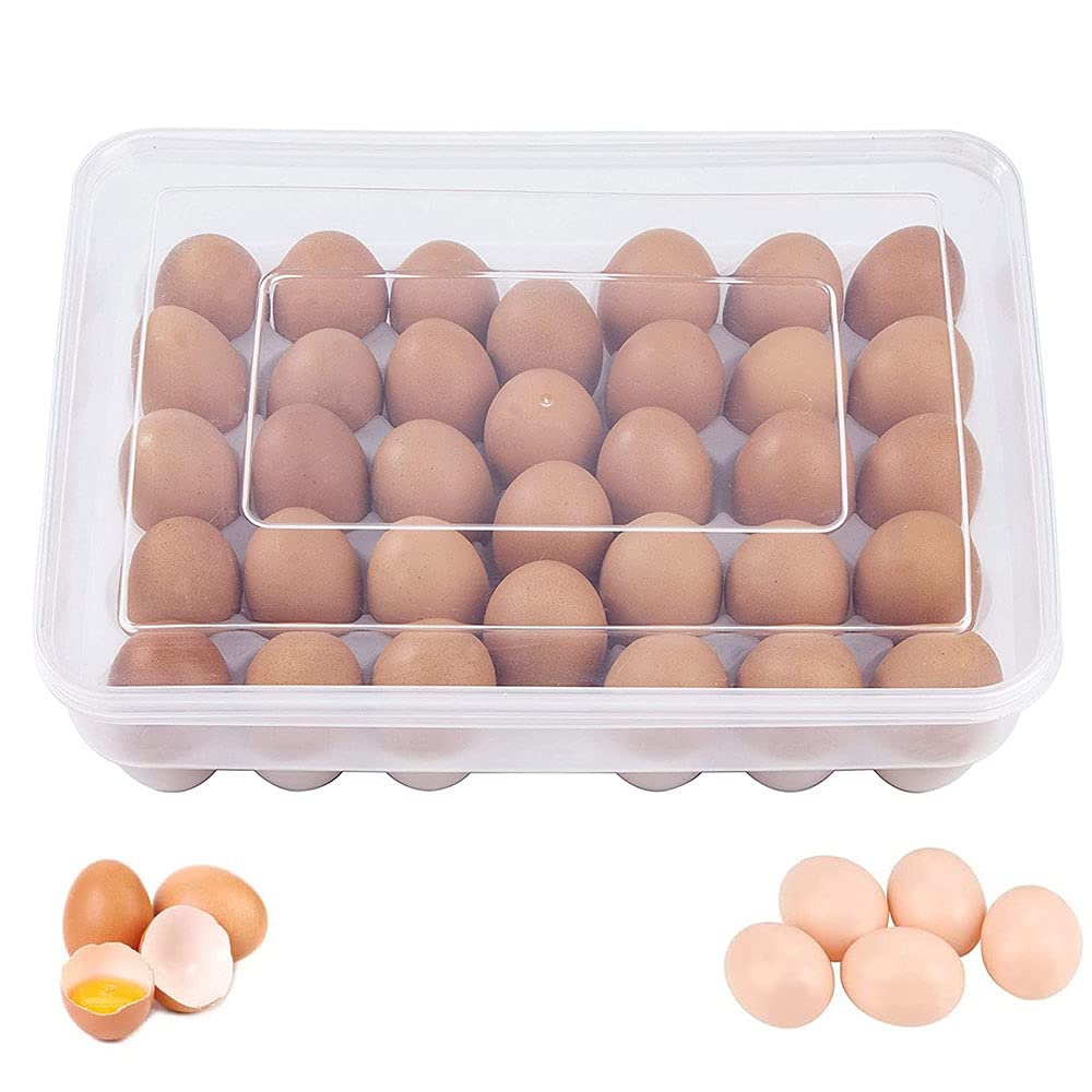 Egg Storage Box, Portable Refrigerator Eggs Box, Transparent Egg Box, Plastic Egg Case, Non Slip Eggs Container, Fresh-Keeping Eggs Rack, for Storage Carrying Packing Eggs 34 Grid. 