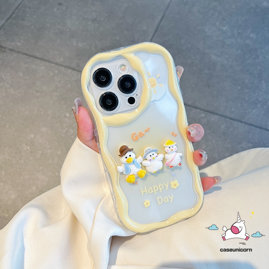3D Stereo Cute Duck English Letters Case Compatible For Infinix Hot 12 Play 20 Play 30 11 10 Play Hot 30i 9 8 Play 10Lite Smart 6Plus 7 6 5 Note 12 G96 3D Wavy Curved Edge Cover