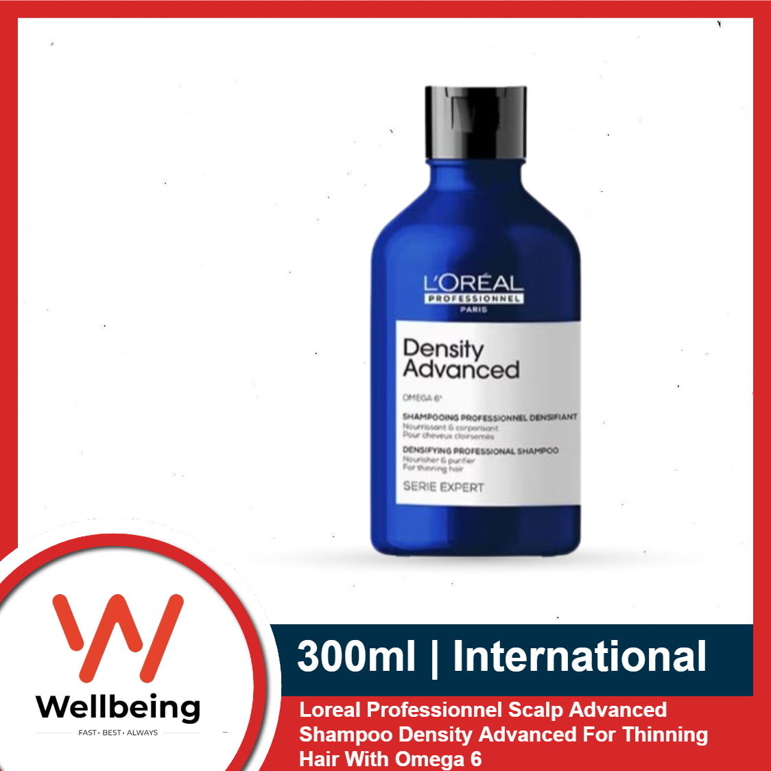 Loreal Professionnel Scalp Advanced Shampoo 300ml Density Advanced For Thinning Hair With Omega 6 (International)