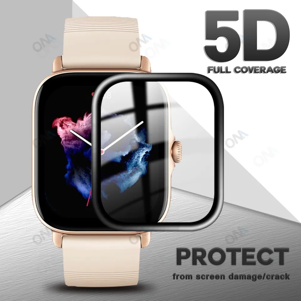 For Amazfit GTS 3 - Screen Protector Plastic 3d Film For Smart Watch HD Clear Curved Edge Full Protective (Not Glass). 