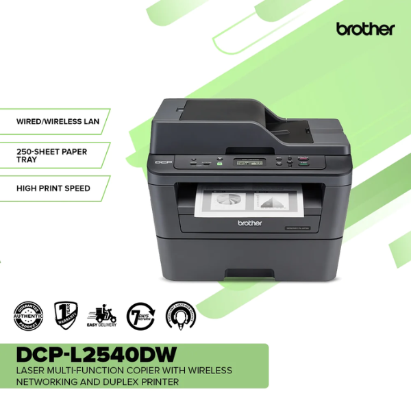 Brother DCP-L2540DW Laser Multi-Function Duplex Printer. 