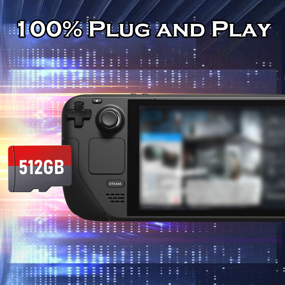 512G Gaming TF Card With 51400 Retro Games Batocera Memory Card For Steam Deck/PC/Laptop/Handheld Consoles For PS3/PS2/3DO/WII. 