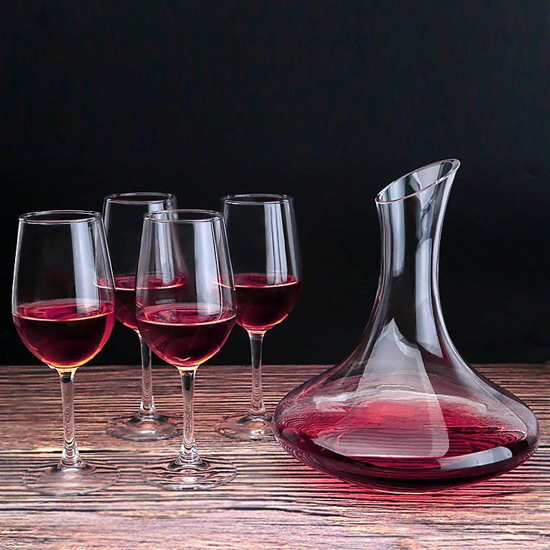 Red Glass Set Household Hotel Restaurant Goblet Decanter Glass TASS