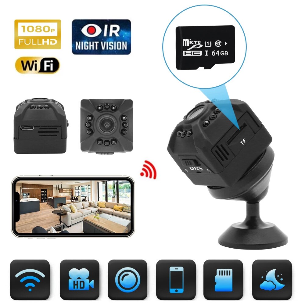 X5 Mini Wifi Camera 1080P Night Vision Camcorder Motion Detection Wireless Supports SD Card Home Micro Security Surveillance. 
