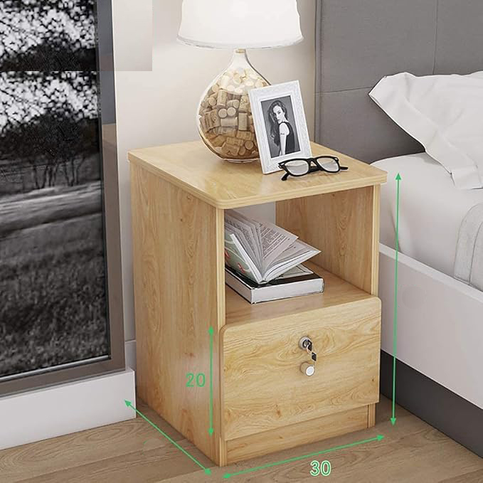 Bedside Table, Storage Box 1 Drawer Design, More Storage Space, Lockable Design, Modern Side Table,18/12. 