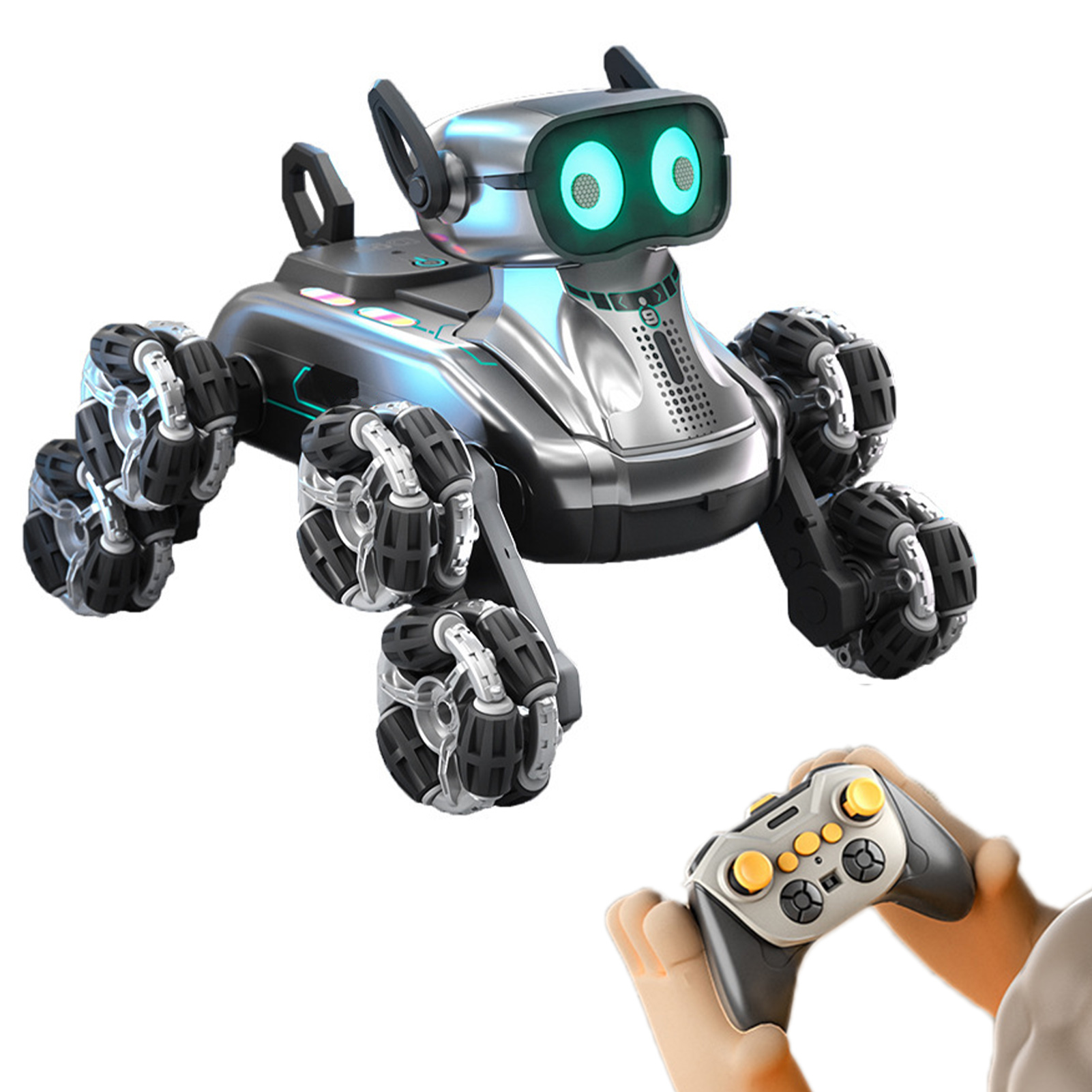Interactive Robot Pet Interactive Rc Robot Dog Toy with Light Music Gesture Sensing Educational Stunt Puppy for Kids Electric Remote Control Pet Robot for Fun Learning Playtime 8 Wheels for Smooth. 