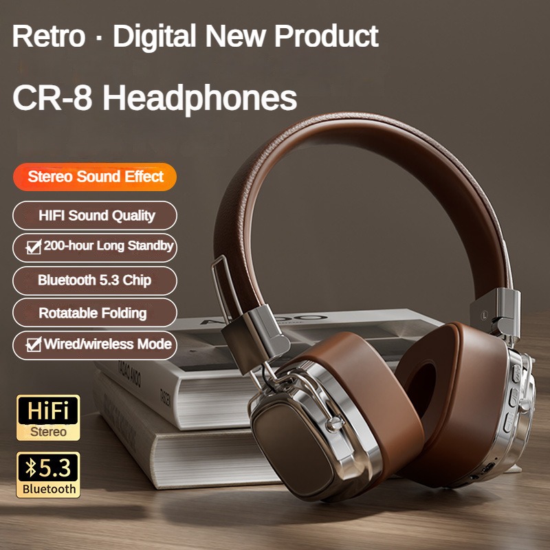 Control Type C Retro Headset Touch 5.3 Wireless Stereo Bluetooth dio DJ Headset Stu Classic Over-Ear CR-82024 New Headset