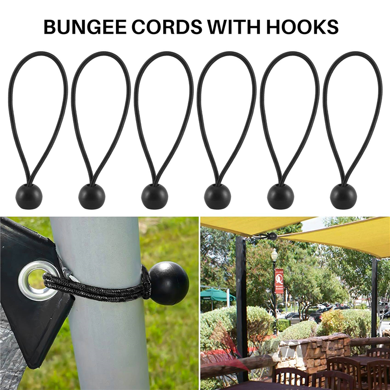 50 Pcs Bungee Cord with Balls Elastic Ties Bungee Toggles Ties(Black). 