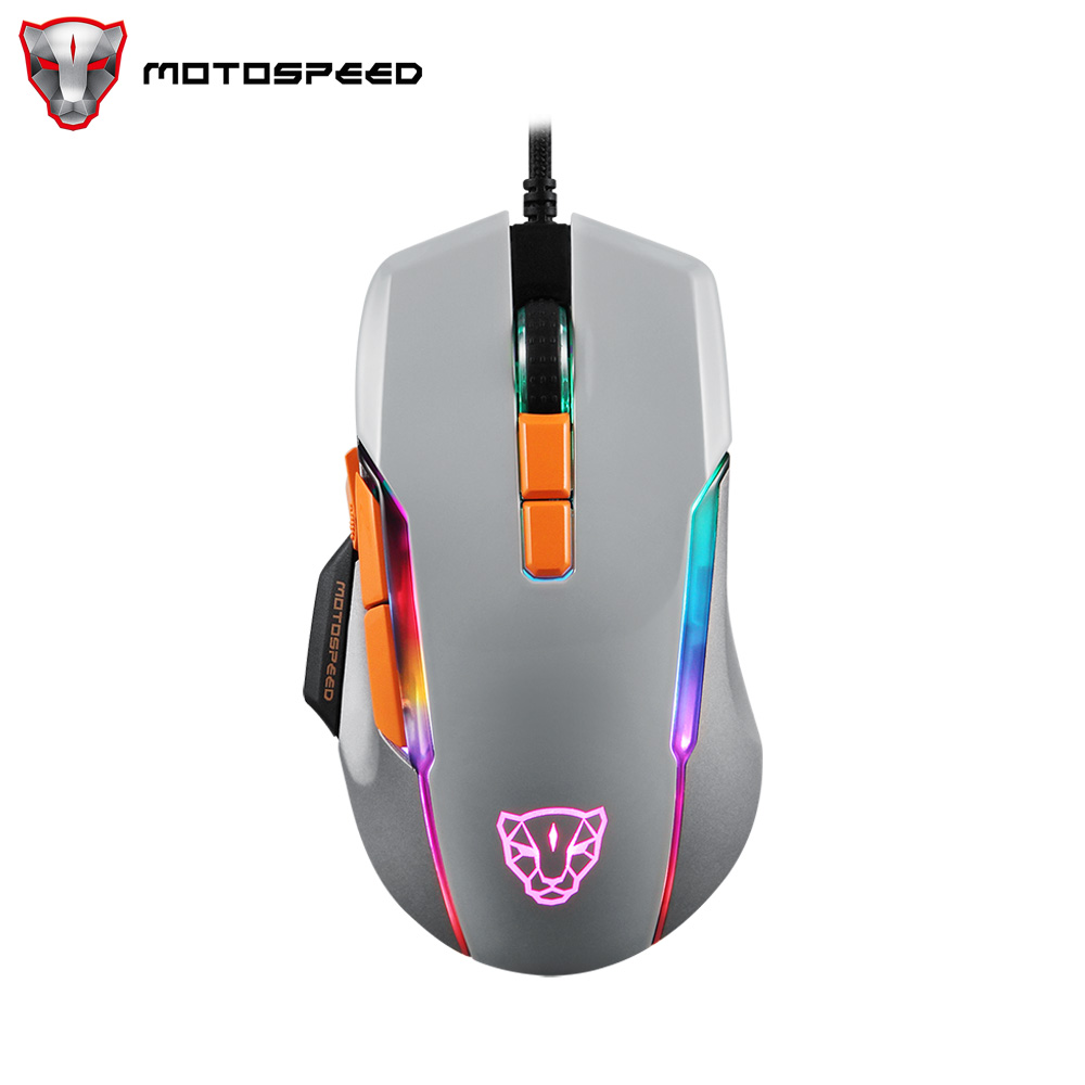 Motospeed V90 Wired Gaming Mouse RGB Backlight Ergonomic 8 Adjustable 50000 DPI Computer Office Macro Drive PMW3325 For Laptop