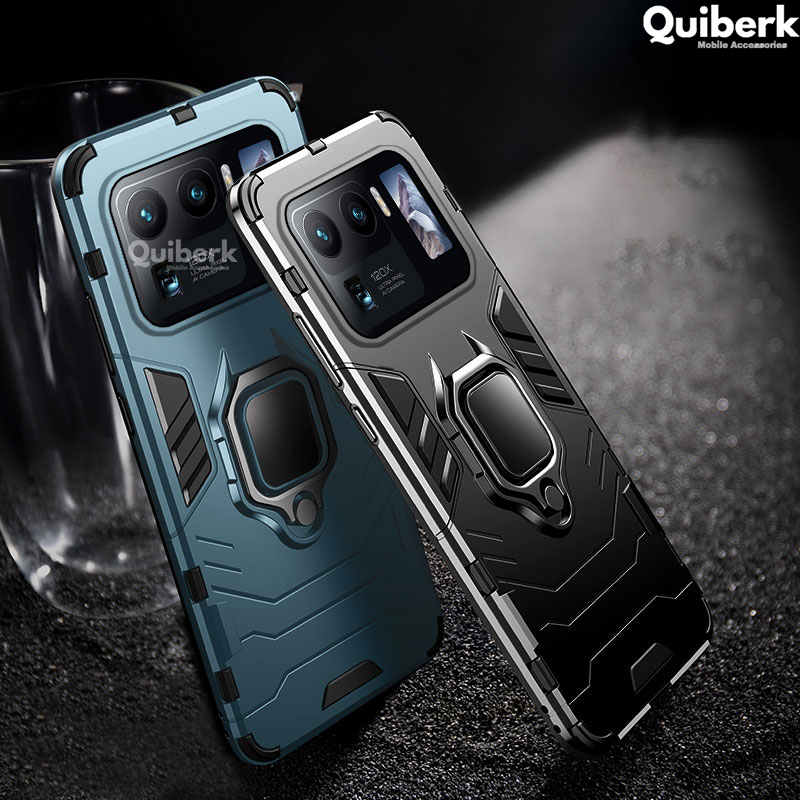 Quiberk for Xiaomi Mi 11 ultra shockproof case metal armor ring stand holder hard protective cover