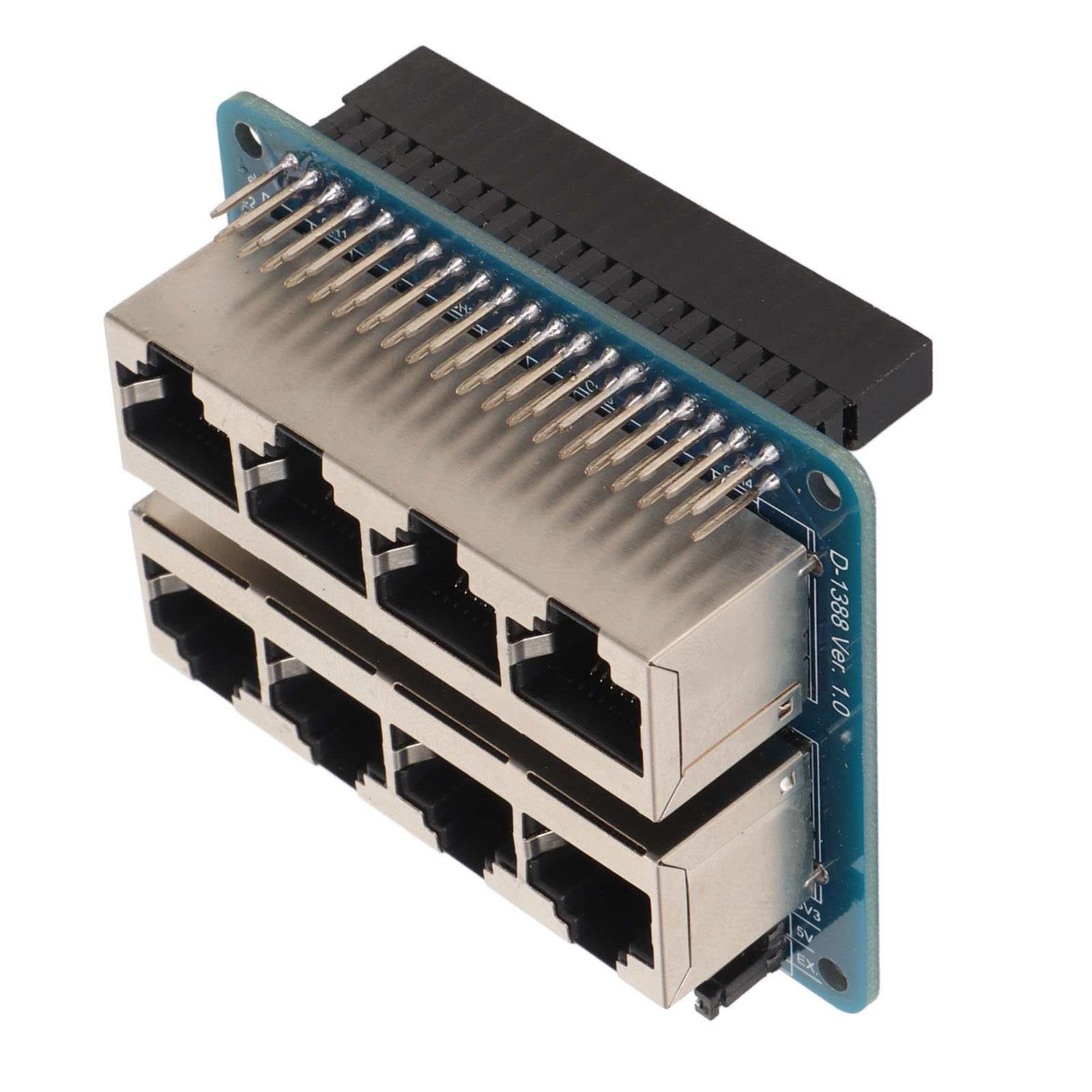 GPIO Breakout Board Professional 8 RJ45 Ports 40 Pin Power Breakout Board for RPi 1A+ 1B+ 2B 3B 3B+ 3A+ 4B