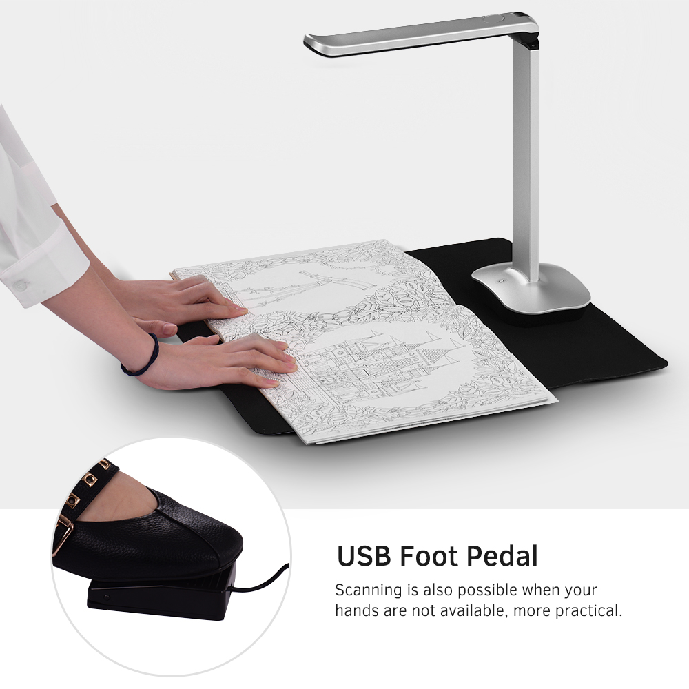 HXSJ F50 Foldable HD High Speed USB Book Image Document Camera Scanner 15 Mega-Pixels A3 & A4 Scanning Size with LED Light for Classroom Office Library Bank for Windows. 