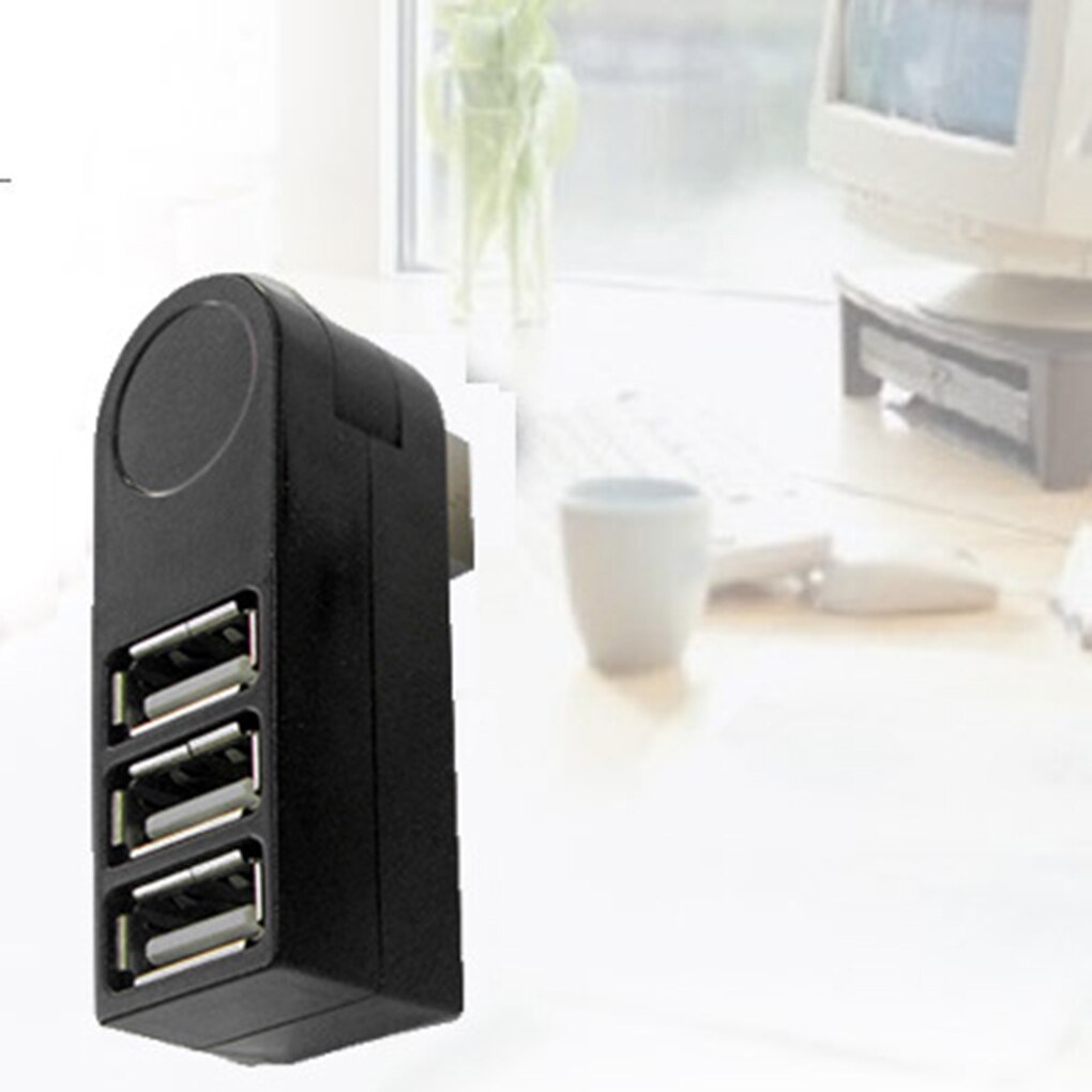 【VisioN Shop】Portable Ports 2.0 Mini 270 Degree Rotatable Splitter PC Notebook Laptop Adapter. 